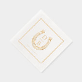 Rustic Frame Western Horseshoe Monogram Wedding 箔ナプキン (右)