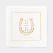 Rustic Frame Western Horseshoe Monogram Wedding 箔ナプキン (正面)