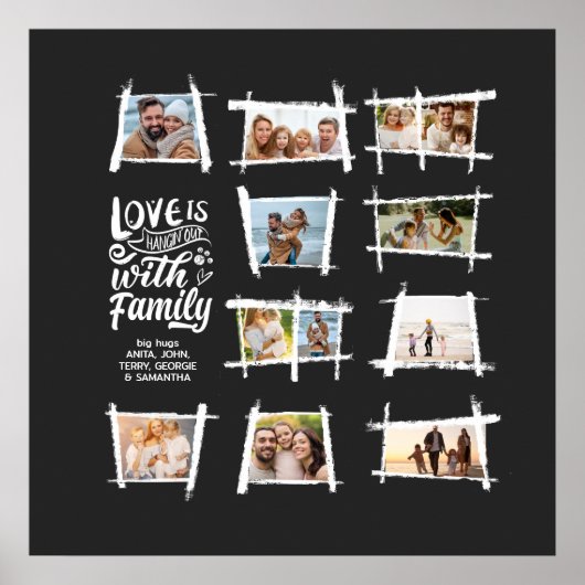 Rustic Frames White/Blk Love Is Family ID1015 ポスター (正面)