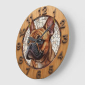 Rustic French Bulldog ラージ壁時計 (傾斜)