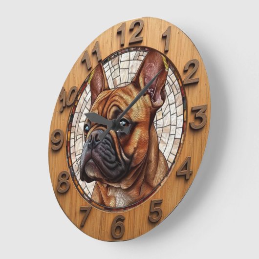 Rustic French Bulldog ラージ壁時計 (傾斜)