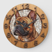 Rustic French Bulldog ラージ壁時計 (正面)