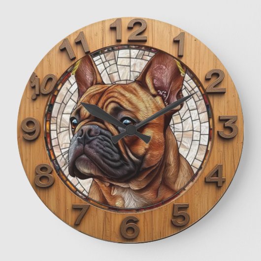 Rustic French Bulldog ラージ壁時計 (正面)