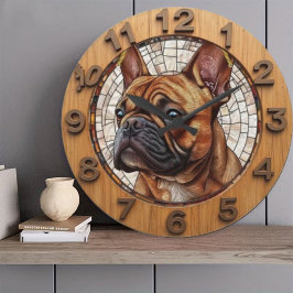 Rustic French Bulldog ラージ壁時計