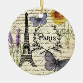 rustic french country scripts paris eiffel tower セラミックオーナメント (正面)