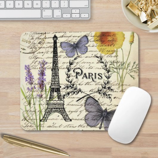 rustic french country scripts paris eiffel tower マウスパッド