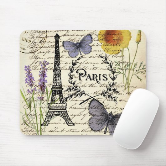 rustic french country scripts paris eiffel tower マウスパッド (マウス)