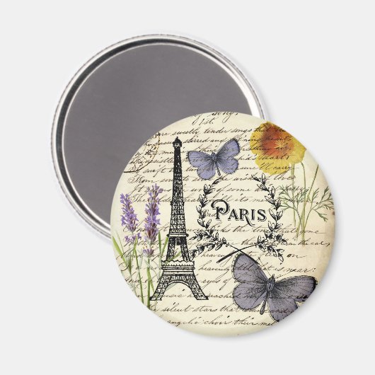 rustic french country scripts paris eiffel tower マグネット (正面/裏面)