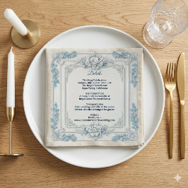 Rustic French Country Shabby Chic Decor White Blue スタンダードカクテルナプキン