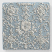 Rustic French Country Shabby Chic Decor White Blue ストーンコースター (正面)