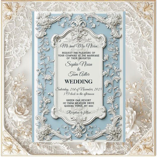 Rustic French Country Shabby Chic Floral Wedding   招待状