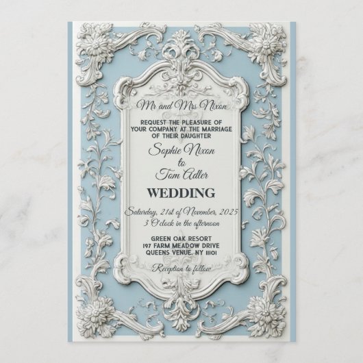 Rustic French Country Shabby Chic Floral Wedding   招待状 (正面)