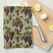 Rustic French Country Vineyard Grapevine Art キッチンタオル (四つ折り)