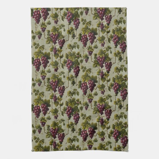 Rustic French Country Vineyard Grapevine Art キッチンタオル (縦)