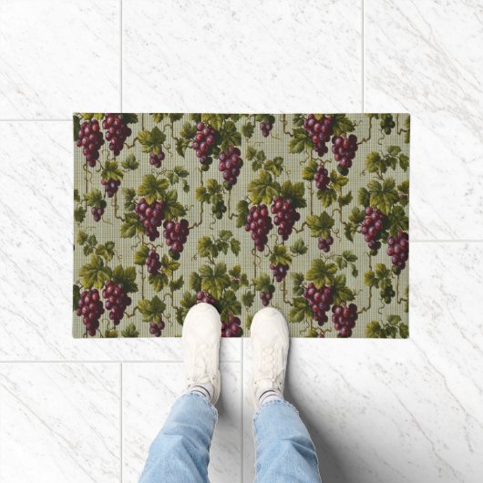Rustic French Country Vineyard Grapevine Art ドアマット (室内)