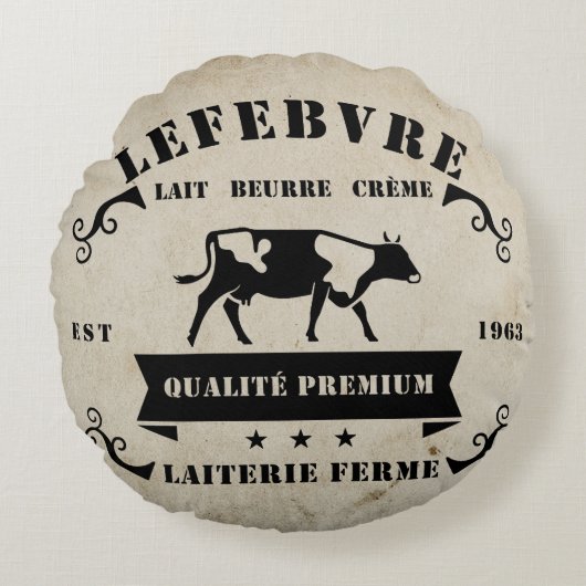 Rustic French Farmhouse Round Pillow ラウンドクッション (正面)