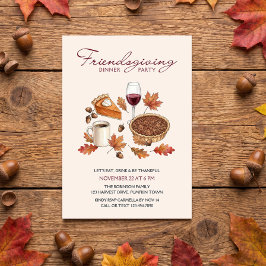 Rustic Friendsgiving Dinner Party Pie and Leaves 招待状