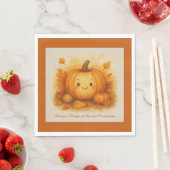 rustic Friendsgiving Pumpkin Autumn leaves  スタンダードランチョンナプキン (インサイチュ)