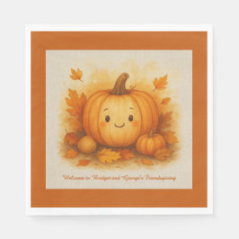 rustic Friendsgiving Pumpkin Autumn leaves  スタンダードランチョンナプキン