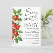 Rustic Fruit Strawberry Berry Sweet Baby Shower 招待状 (スタンド正面)