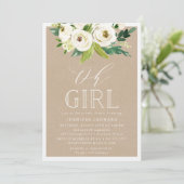 Rustic Garden Blooms | Oh Girl ベビーシャワー 招待状 (スタンド正面)