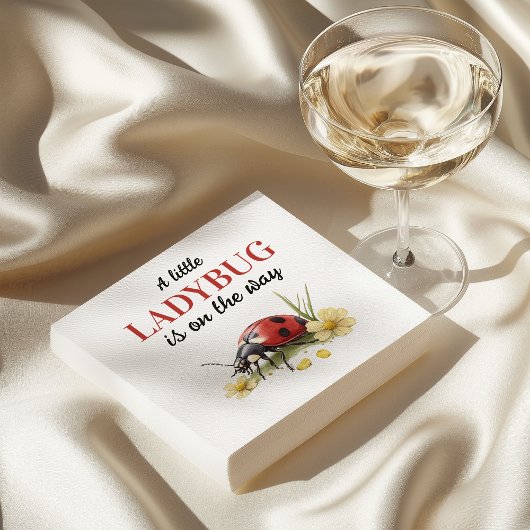 Rustic Garden Daisy Little Ladybug Baby Shower スタンダードカクテルナプキン