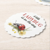 Rustic Garden Daisy Little Ladybug Baby Shower ペーパーコースター (アングル)