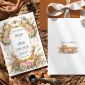 Rustic Garden Estate Blush Gold Floral Wedding  招待状