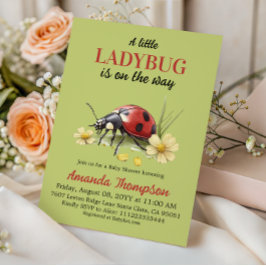 Rustic Garden Floral A Little Ladybug Baby Shower 招待状