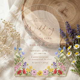 Rustic Garden Spring Summer Floral Wedding アクリル招待状