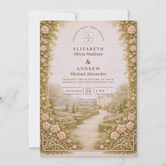 Rustic Garden Vineyard Wedding 招待状 (正面)