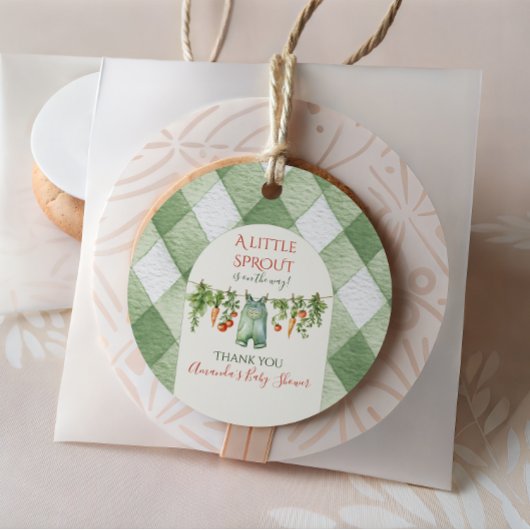 Rustic Gender Neutral Little Sprout Baby Shower フェイバータグ