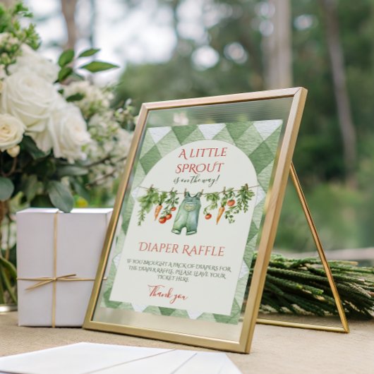 Rustic Gender Neutral Sprout Baby Shower Diaper ポスター