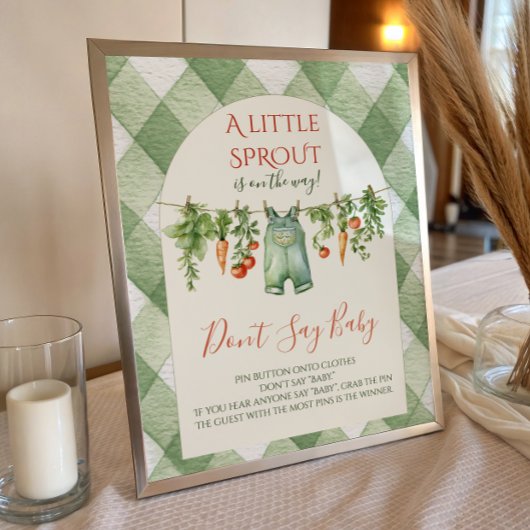 Rustic Gender Neutral Sprout Baby Shower Fun Game ポスター