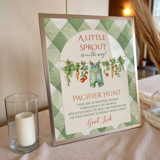 Rustic Gender Neutral Sprout Baby Shower Hunt Game ポスター