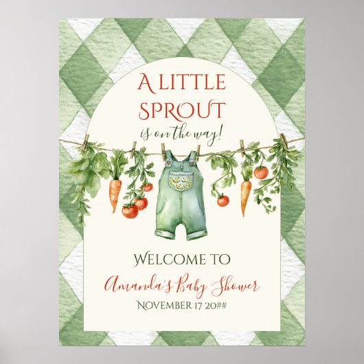 Rustic Gender Neutral Sprout Baby Shower Welcome ポスター (正面)