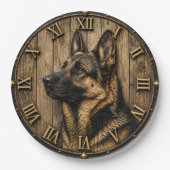 Rustic German Shepherd Portrait Farmhouse ペーパープレート (正面)