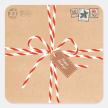 Rustic Gift Stickers - Candy Canes & Stamp-Style