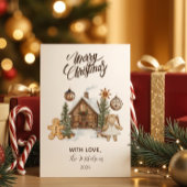 Rustic Gingerbread Cabin Christmas シーズンカード