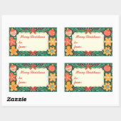 Rustic Gingerbread Holly Wreath Merry Christmas 長方形シール (シート)