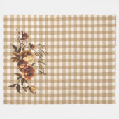 Rustic Gingham Autumn Roses Personalized フリースブランケット (正面(横))