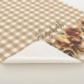 Rustic Gingham Fall Roses Personalized シェルパブランケット (3/4)