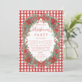 Rustic Gingham Poinsettia Christmas 招待状 (スタンド正面)