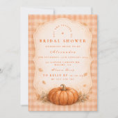 Rustic Gingham Pumpkin Bridal Shower 招待状 (正面)