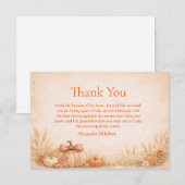 Rustic Gingham Pumpkin Fall Graduation サンキューカード (正面/裏面)