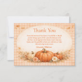 Rustic Gingham Pumpkin Fall Graduation サンキューカード (正面)