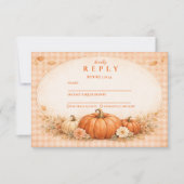 Rustic Gingham Pumpkin Fall Graduation 出欠カード (正面)