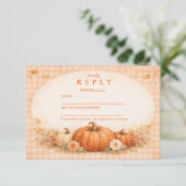 Rustic Gingham Pumpkin Fall Graduation 出欠カード (スタンド正面)