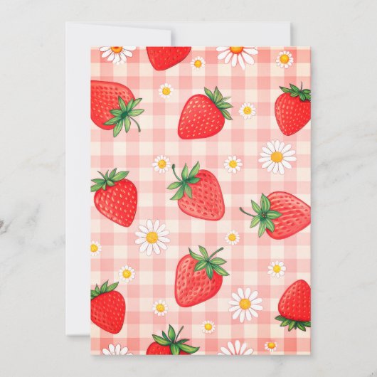 Rustic Gingham Strawberry Berry Sweet Baby Shower 招待状 (裏面)