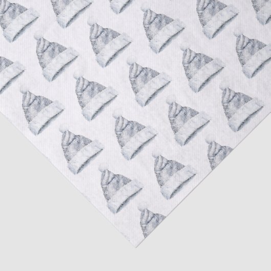 Rustic Glitzy Silver Santa Hats Christmas 薄葉紙 (詳細)